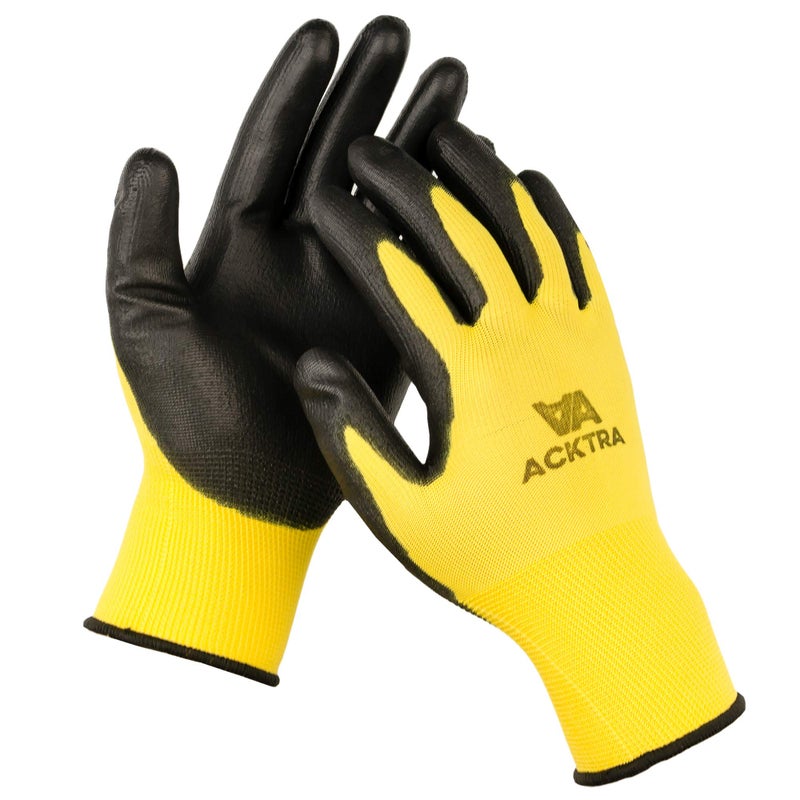 ACKTRA Ultra-Thin PU Safety WORK GLOVES 12 Pairs, WG002 Blue/Black, Large - Image 2